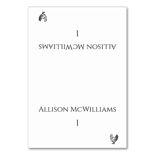 結婚の座席表モダン – 白黒 テーブルナンバー (正面)