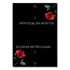 結婚の座席表独身の – 赤バラ – ベジタリアン テーブルナンバー