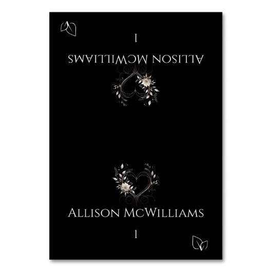 結婚の座席表-ベジタリアンアイコン – 花 テーブルナンバー (正面)