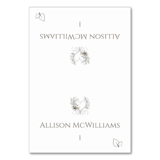 結婚の座席表-ベジタリアンアイコン – 花 テーブルナンバー (正面)