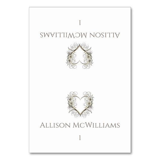 結婚の座席表-モダン花とハート テーブルナンバー (正面)