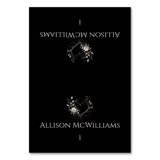 結婚の座席表-モダン花とハート テーブルナンバー (正面)