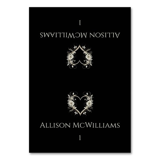 結婚の座席表-モダン花とハート テーブルナンバー (正面)