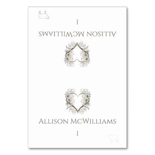 結婚の座席表 – 肉のアイコン – 花 テーブルナンバー (正面)