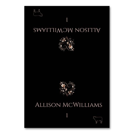 結婚の座席表 – 肉アイコン – バラ金ゴールド花 テーブルナンバー (正面)