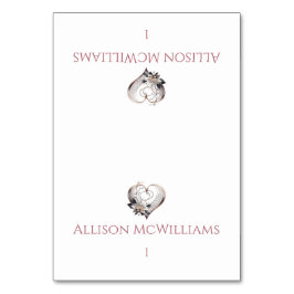 結婚の座席表 – 花モダン付きピンクのハート テーブルナンバー