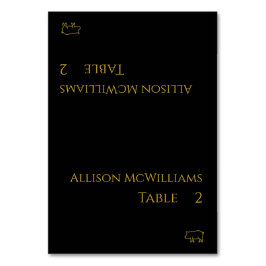 結婚の座席表 – 豚肉のアイコン – 黒と金ゴールド テーブルナンバー