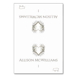 結婚の座席表 – 豚肉アイコン – 花とハート テーブルナンバー