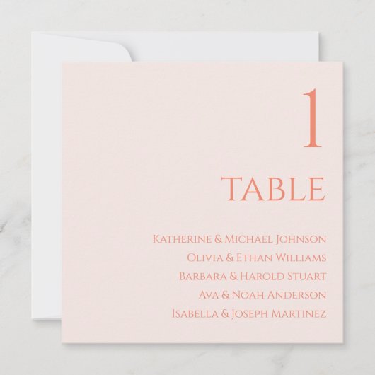 結婚の座席表 – 赤面 招待状 (正面)