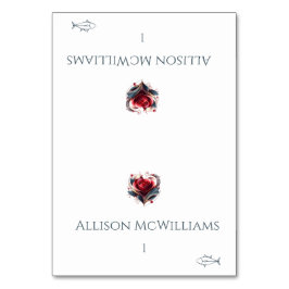 結婚の座席表 – 魚のアイコン – ハート型バラ テーブルナンバー