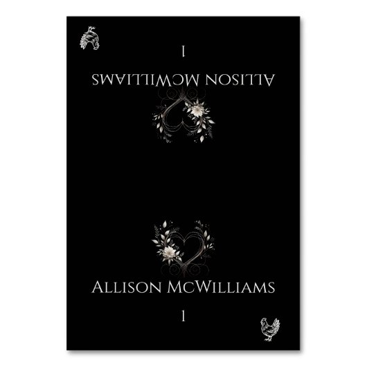 結婚の座席表 – 鶏のアイコン – 花 テーブルナンバー (正面)