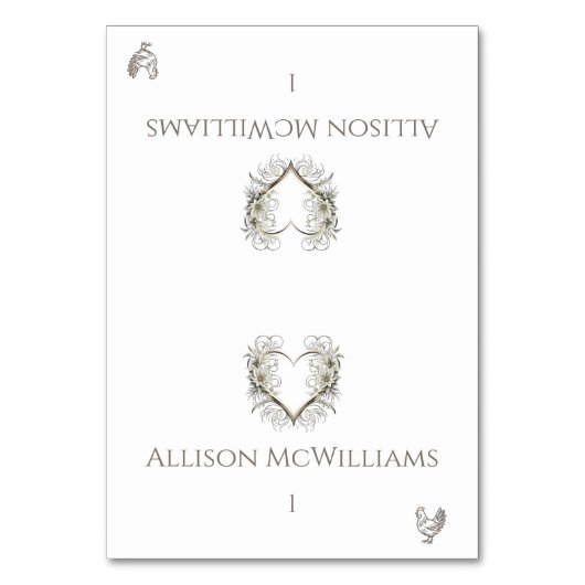 結婚の座席表 – 鶏のアイコン – 花 テーブルナンバー (正面)