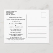 結婚の延期及び新期日ハート白黒 案内ポストカード (裏面)