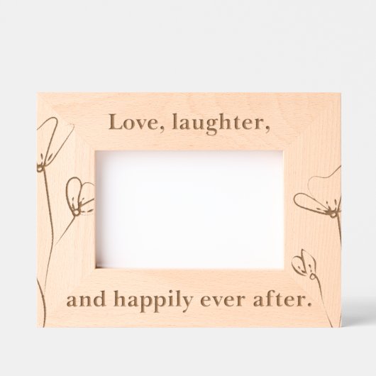 結婚の引用文の花カスタム木枠 レーザー彫刻フレーム (正面)