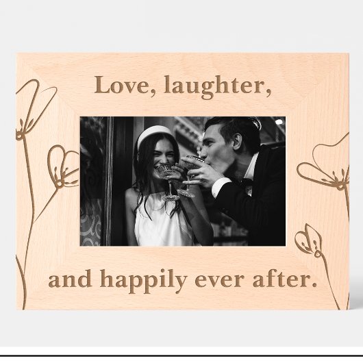 結婚の引用文の花カスタム木枠 レーザー彫刻フレーム