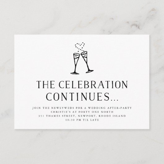 結婚の後のパーティの招待状挿入カード エンクロージャーカード (正面)