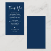 結婚の心に感謝するClassy Navy Blue エンクロージャーカード (正面/裏面)