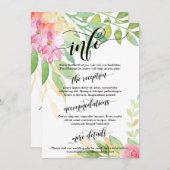 結婚の情報の水彩花の精巧なスクリプト エンクロージャーカード (正面/裏面)