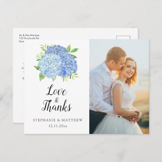 結婚の愛とあじさい感謝していのフローラ ポストカード (正面/裏面)