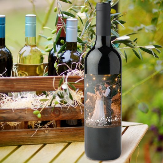 結婚の愛とスクリプ感謝していトエレガント写真 ワインラベル