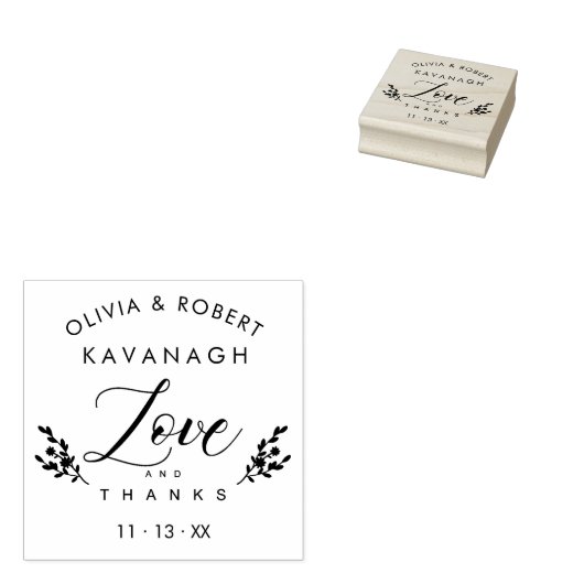 結婚の愛と感謝してい引用文シック植物学エレガント科 ラバースタンプ (押印)