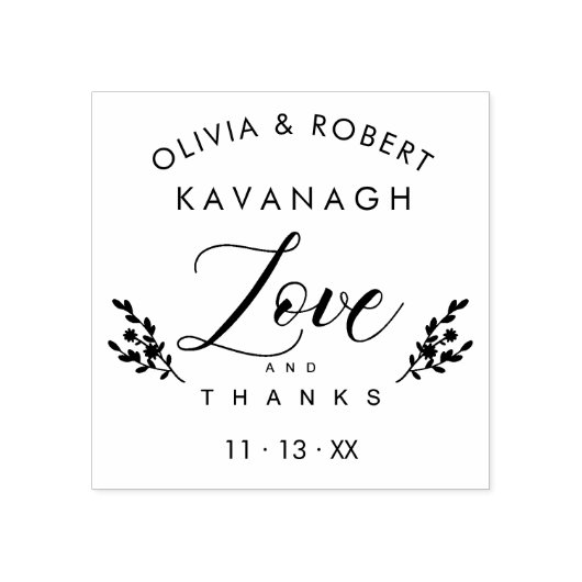 結婚の愛と感謝してい引用文シック植物学エレガント科 ラバースタンプ (インプリント)