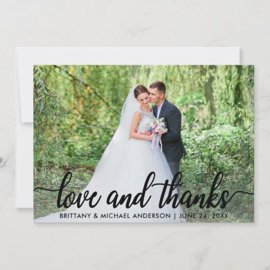 結婚の愛と感謝してい |写真ありがとうBlk サンキューカード (正面)