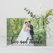 結婚の愛と感謝してい |写真ありがとうBlk サンキューカード (スタンド正面)