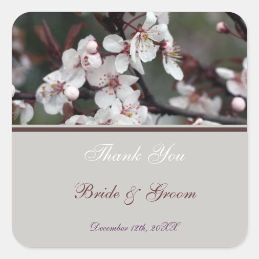 結婚の感謝していステッカーやカードなど スクエアシール (正面)