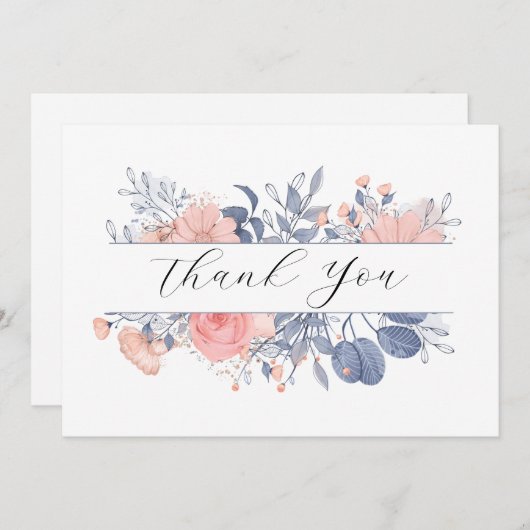 結婚の感謝していフローラ サンキューカード (正面/裏面)