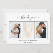 結婚の感謝してい写真白黒スクリプト 招待状 (正面)