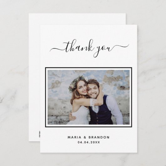 結婚の感謝してい写真白黒タイポグラフィ ポストカード (正面/裏面)