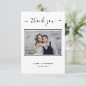 結婚の感謝してい白黒タイポグラフィ写真 サンキューカード (スタンド正面)