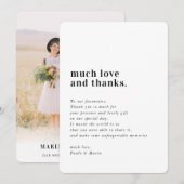 結婚の感謝していphotoシンプル serifモダンメッセージ 招待状 (正面/裏面)