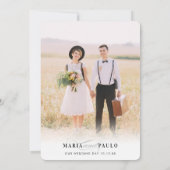 結婚の感謝していphotoシンプル serifモダンメッセージ 招待状 (裏面)