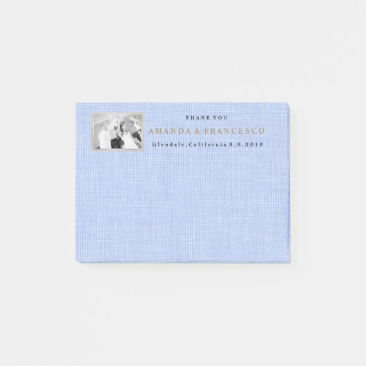 結婚の感謝のギフト好意Burlap Gray ポストイット (正面)