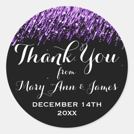 結婚の感謝メッセージカード落星紫 ラウンドシール (正面)