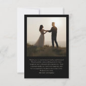 結婚の感謝メッセージ 2枚の写真 ブラック サンキューカード (裏面)