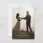 結婚の感謝メッセージ 2枚の写真 ミニマル サンキューカード (正面)