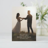結婚の感謝メッセージ 2枚の写真 ミニマル サンキューカード (スタンド正面)