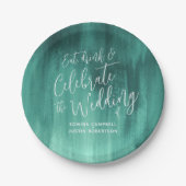 結婚の抽象芸術エメラルドグリーン紙プレート ペーパープレート (正面)