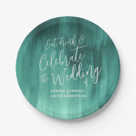 結婚の抽象芸術エメラルドグリーン紙プレート ペーパープレート