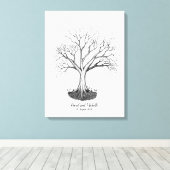 結婚の指紋ツリーゲストブック – Canvas キャンバスプリント (インサイチュ (ウッドフロア))