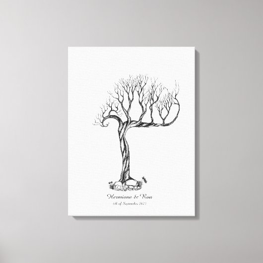 結婚の指紋ツリーゲストブック – Canvas キャンバスプリント (正面)