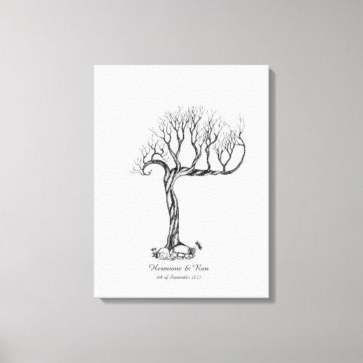 結婚の指紋ツリーゲストブック – Canvas キャンバスプリント (正面)