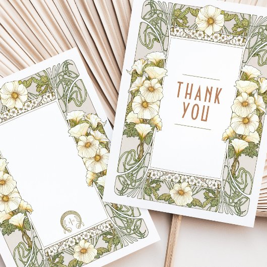 結婚の挿入お礼ヴィンテージアールヌーボー招待 招待状