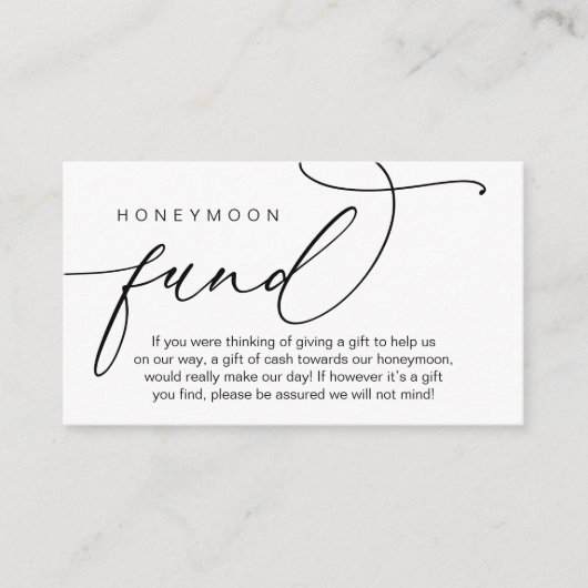 結婚の新婚旅行ファンド、現金での贈り物 エンクロージャーカード (正面)