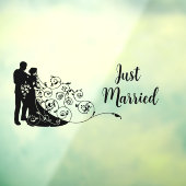 結婚の新郎新婦たった今結婚しました車Suv ウィンドウサイン (シート3)