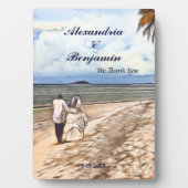 結婚の新郎新婦トロピカルパームサンキューカスタム フォトプラーク (正面)