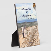 結婚の新郎新婦トロピカルパームサンキューカスタム フォトプラーク (側面)